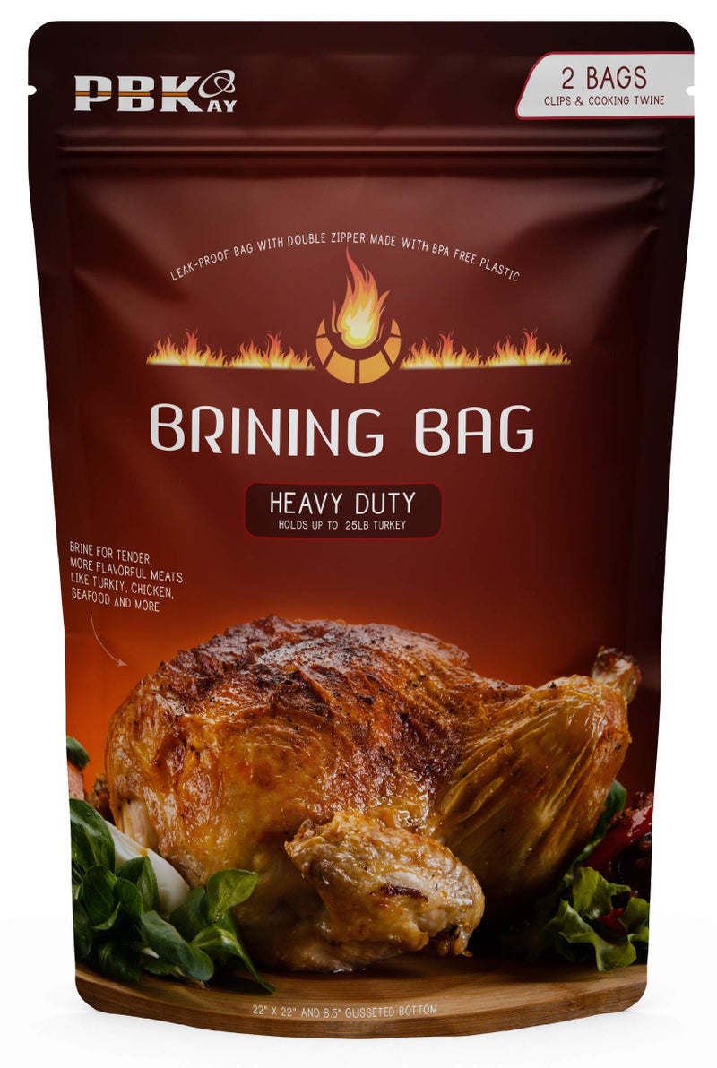 PBKay Large Turkey Brine Bags Heavy Duty for Turkey or Ham XL, 2 pack, with Cooking Twine - Image 1